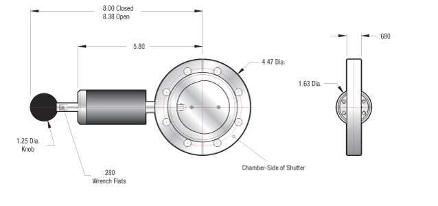 diagram of AccuFlex flexible vacuum viewport shutters