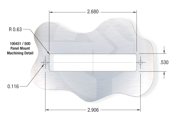 50D Subminiature-D Panel Mount Machining Detail 50D Subminiature-D Panel Mount Machining Detail