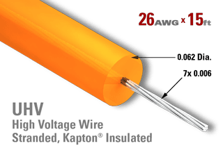 26 AWG, Stranded - Kapton Insulated High Voltage Wire 26 AWG, Stranded - Kapton Insulated High Voltage Wire