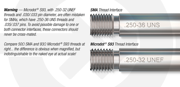 SMA vs Microdot S93 Thread Warning sma vs microdot s93 thread warning