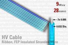 9 Way, Extruded FEP Insulated Ribbon Cable (Blue w/Blue Polarity stripe) 9 Way, Extruded FEP Insulated Ribbon Cable (Blue w/Blue Polarity stripe)