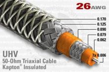26 AWG, 50 Ohm Triaxial Cable - Kapton Insulated, PEEK Wrap 26 AWG, 50 Ohm Triaxial Cable - Kapton Insulated, PEEK Wrap